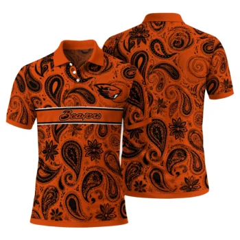 Oregon State Beavers Polo Shirt Customized Paisley Band Orange Fashion Forward