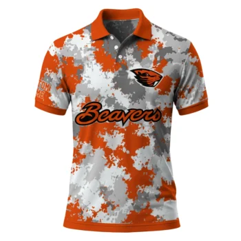 Oregon State Beavers Polo Shirt Customized Pixel Camo Orange Best Selling