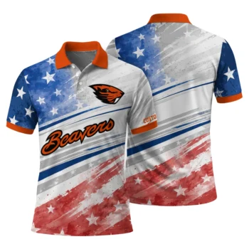Oregon State Beavers Polo Shirt Customized Star Stripes Red Blue Fashion Forward