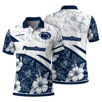 Penn State Nittany Lions Polo Shirt Customized Floral Angles Blue White Fashion Forward