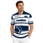 Penn State Nittany Lions Polo Shirt Customized Horizontal Blocks Blue Best Selling