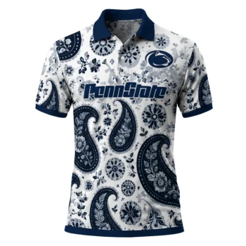 Penn State Nittany Lions Polo Shirt Customized Paisley Florals Blue White Best Selling