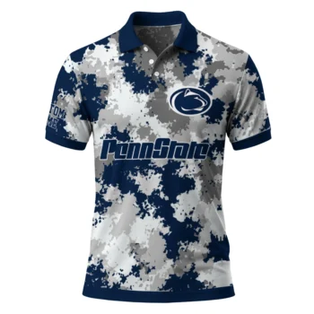 Penn State Nittany Lions Polo Shirt Customized Pixel Camo Blue Best Selling