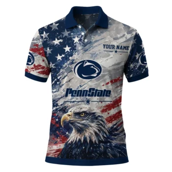 Penn State Nittany Lions Polo Shirt Customized Star Brushstrokes Blue Best Selling