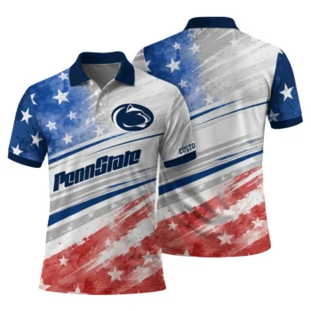 Penn State Nittany Lions Polo Shirt Customized Star Stripes Red Blue Fashion Forward