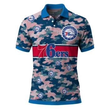 Philadelphia 76ers Polo Shirt - Custom Camo Band Blue
