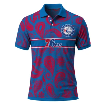 Philadelphia 76ers Polo Shirt - Custom Paisley Band Blue