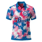 Philadelphia 76ers Polo Shirt - Custom Pixel Camo Blue