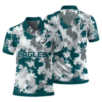 Philadelphia Eagles Polo Shirt Custom Pixel Camo Green Fashion Forward