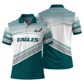 Philadelphia Eagles Polo Shirt Custom Slanted Stripes Green White Fashion Forward