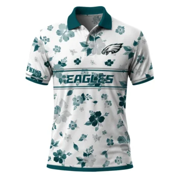 Philadelphia Eagles Polo Shirt Customized Floral Pinstripe Green White Best Selling