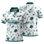 Philadelphia Eagles Polo Shirt Customized Floral Pinstripe Green White Best Selling