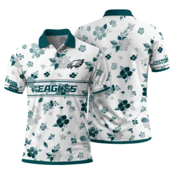 Philadelphia Eagles Polo Shirt Customized Floral Pinstripe Green White Fashion Forward