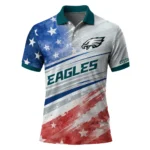 Philadelphia Eagles Polo Shirt Customized Star Stripes Red Blue Best Selling