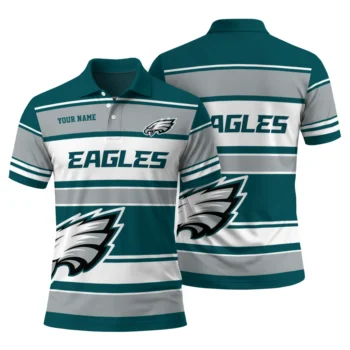 Philadelphia Eagles Polo Shirt Personalized Horizontal Blocks Green Fashion Forward