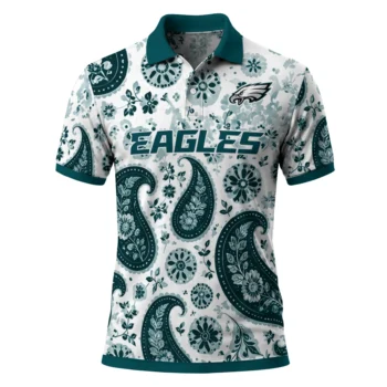 Philadelphia Eagles Polo Shirt Personalized Paisley Florals Green White Best Selling