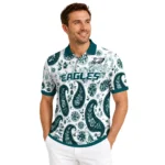 Philadelphia Eagles Polo Shirt Personalized Paisley Florals Green White Best Selling