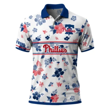 Philadelphia Phillies Polo Shirt Customized Floral Pinstripe Blue White Best Selling