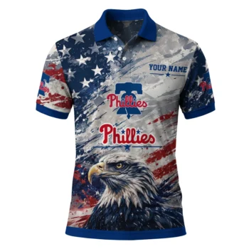 Philadelphia Phillies Polo Shirt Customized Star Brushstrokes Blue Best Selling