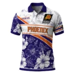 Phoenix Suns Polo Shirt - Customized Floral Angles Purple White
