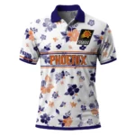 Phoenix Suns Polo Shirt - Customized Floral Pinstripe Purple White