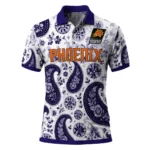 Phoenix Suns Polo Shirt - Customized Paisley Florals Purple White