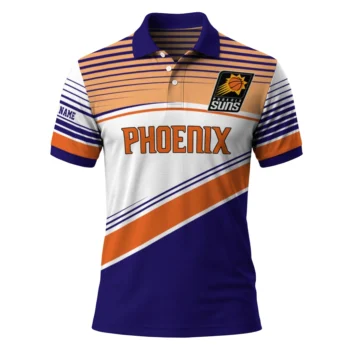 Phoenix Suns Polo Shirt - Customized Slanted Stripes Purple White