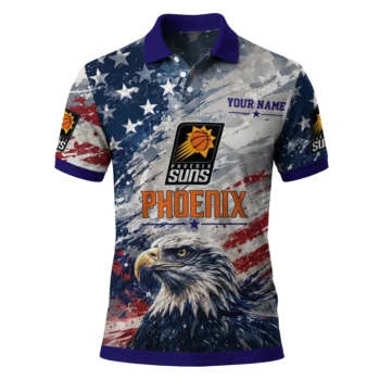 Phoenix Suns Polo Shirt - Customized Star Brushstrokes Purple Blue
