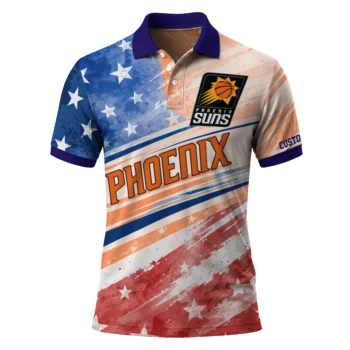 Phoenix Suns Polo Shirt - Customized Star Stripes Red Blue