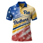 Pittsburgh Panthers Polo Shirt Customized Star Stripes Red Blue Best Selling