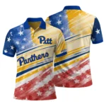 Pittsburgh Panthers Polo Shirt Customized Star Stripes Red Blue Best Selling