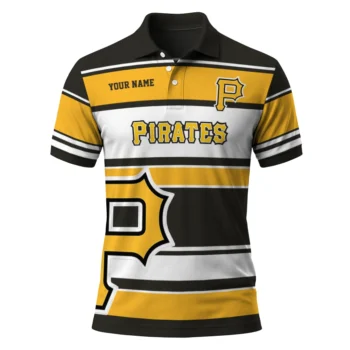 Pittsburgh Pirates Polo Shirt Personalized Horizontal Blocks Black Best Selling