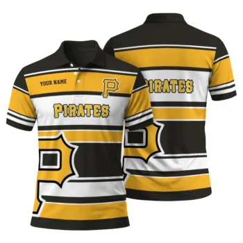 Pittsburgh Pirates Polo Shirt Personalized Horizontal Blocks Black Fashion Forward
