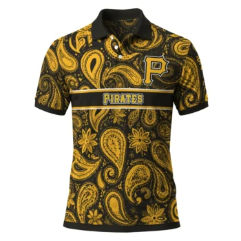 Pittsburgh Pirates Polo Shirt Personalized Paisley Band Black Best Selling
