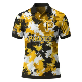 Pittsburgh Pirates Polo Shirt Personalized Pixel Camo Black Best Selling