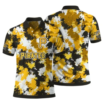 Pittsburgh Pirates Polo Shirt Personalized Pixel Camo Black Fashion Forward
