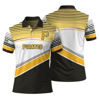 Pittsburgh Pirates Polo Shirt Personalized Slanted Stripes Black White Fashion Forward