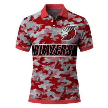 Portland Trail Blazers Polo Shirt - Personalized Camo Band Red