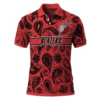 Portland Trail Blazers Polo Shirt - Personalized Paisley Band Red