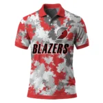 Portland Trail Blazers Polo Shirt - Personalized Pixel Camo Red