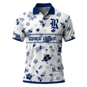 Rice Owls Polo Shirt Personalized Floral Pinstripe Navy Blue White Best Selling