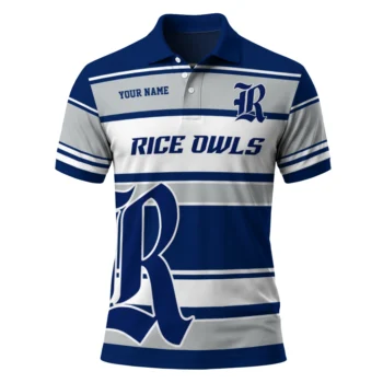 Rice Owls Polo Shirt Personalized Horizontal Blocks Navy Blue Best Selling