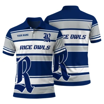 Rice Owls Polo Shirt Personalized Horizontal Blocks Navy Blue Fashion Forward