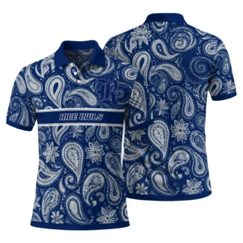 Rice Owls Polo Shirt Personalized Paisley Band Navy Blue Fashion Forward