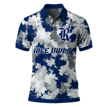 Rice Owls Polo Shirt Personalized Pixel Camo Navy Blue Best Selling