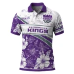 Sacramento Kings Polo Shirt - Custom Floral Angles Purple White
