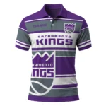Sacramento Kings Polo Shirt - Custom Horizontal Blocks Purple