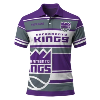 Sacramento Kings Polo Shirt - Custom Horizontal Blocks Purple