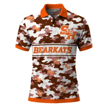 Sam Houston Bearkats Polo Shirt Custom Camo Band Orange Best Selling