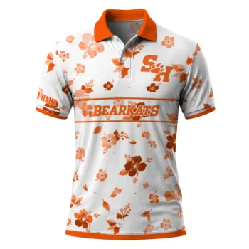 Sam Houston Bearkats Polo Shirt Custom Floral Pinstripe Orange White Best Selling